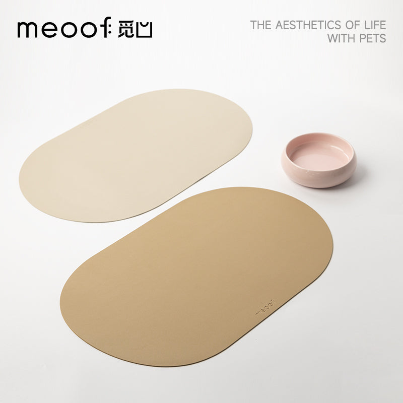 Meoof Pure Colour Leather Pet Feeding Mat Double-Sided PVC Placemat