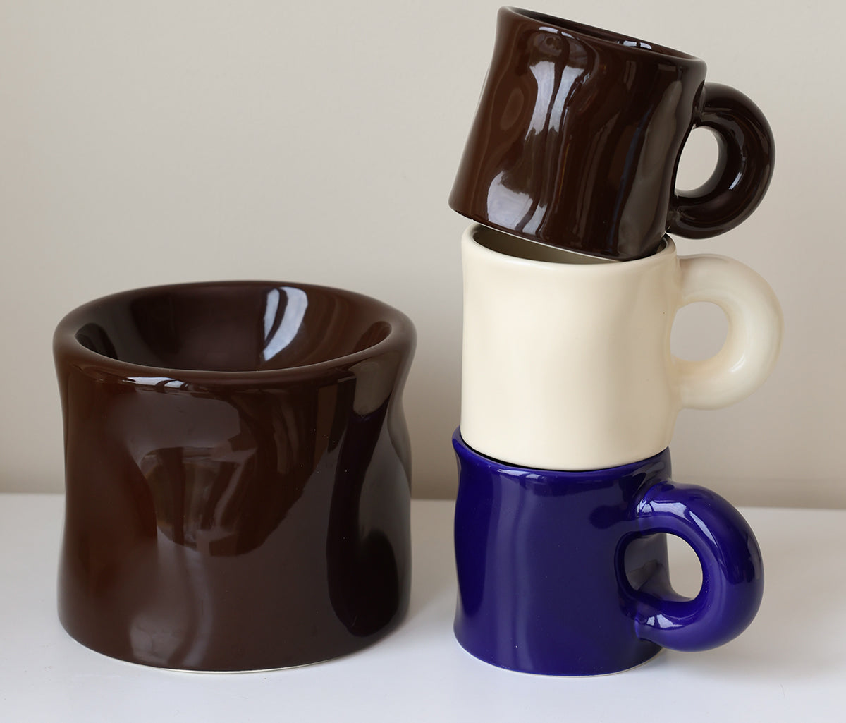 NieNie  Ceramic Pet Bowl Matching Handle Cup Parent-Child Shared Tableware Set